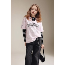 Defacto Oversıze Polo Yaka Baskılı Tişört Kız Çocuk G8466a826smpn74 Pembe-pn74