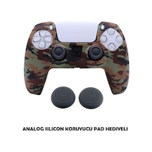 Ps5 Dualsense Koruyucu Silikon Kılıf + Analog Silikon Koruyucu Taktik Kamuflaj