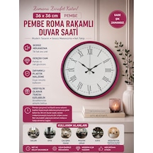 36 Cm Pembe Roma Rakamlı Duvar Saati Roma Rakamlı 18355773