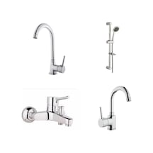 Erce Delta Banyo evye ve Lavabo Bataryası sürgülü Duş Takımı Krom