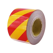 Badem10 Reflektörlü Yapışkanlı Parlayan Fosfor Sarı Kırmızı 10 Mt Reflektif Düz Şerit Bant 10 Cm İkaz Bandı