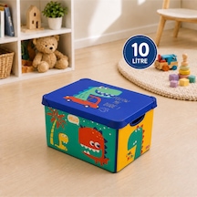 Style Box Dude Desenli 10 L Dekoratif Oyuncak Ve Saklama Kutusu Sarı Çok Renkli