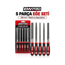 Emwpro 5 Parça Eğe Seti 200 Mm Metal Ahşap Törpüleme Ve Şekillendirme Takımı Düz Yuvarlak Yarım Yuva