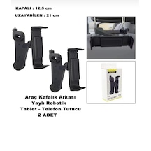 Point 2 Adet Tablet Ve Telefon Tutucu Araç İçi Arka Koltuk Kafalık Model Robotik Profesyonel Siyah