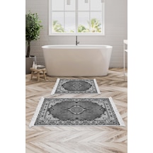 Eko Trend Djt 2 Li Yıkanabilir Kaymaz Taban Banyo Paspas Klozet Takımı 721 Klasik Antrasit 60 X 100 - 50 X 60