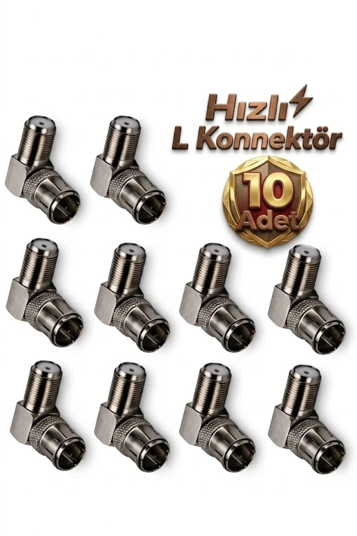 10 Adet F Konnektör L Fiş Quick Geçişli L Tip 90 Derece F Hızlandırıcı 90 Derece Anten Başlığı Quick Fiş Için F Connektör 10 Tane Rg6 Rg5 Geçmeli Adaptör