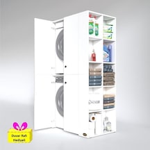 Kenzlife Çamaşır-kurutma Makinesi Dolabı Kapaklı Fedyenka Byz 180 090 60 Banyo Arkalıksız + Tekli Duvar Rafı Hediyeli Beyaz