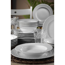 Kütahya Porselen Ekose 24 Parça 6 Kişilik Yemek Takımı Beyaz
