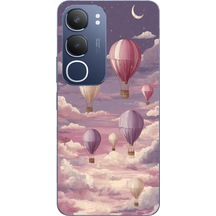Vivo Y19s Uyumlu Mor Gökyüzü Ve Uçan Balon Baskılı Silikon Kılıf Renkli