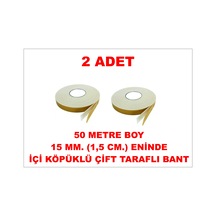 Çift Taraflı İçi Köpüklü Sarı Bant 50 M. Uzunlukta 15 Mm-1,5 Cm Ebatında 2 Adet