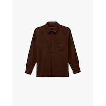 Koton Regular Fit Cep Detaylı Uzun Kollu Düğmeli Gömlek Kahverengi 6wam60112hw Kahve