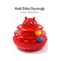 Hacıyatmaz Kedi Oyuncağı 3 Katlı Toplu Zeka Oyuncağı 20x21 Cm Devrilmez Interaktif Oyuncağı
