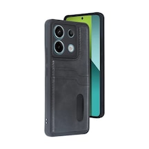 Xiaomi Redmi Note 13 Pro 4g Uyumlu Kılıf Sara Kartvizitli Deri Kılıf - Siyah