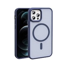 Zore İphone 12 Pro Kılıf Magsafe Şarj Özellikli Mat Arka Yüzey Nvth Sio Kapak-lacivert