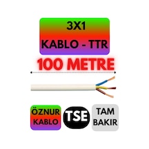 Öznur 3x1 Ttr Kablo Beyaz Metre Seçenekli - 100 Metre