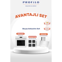 Profilo FRMA234B - OE36K2P10D - DVK6J429 3'lü Beyaz Cam Ankastre Set