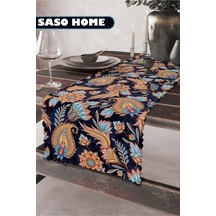 Sasohome Sun Dream Turquoise Tulips Desenli Kaliteli Kadife Kumaş 45x140 Cm Dekoratif - Hediyelik Runner