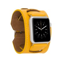 Bouletta Watch Uyumlu Deri Kordon 42-44-45Mm Cuff Fl12 Sarı