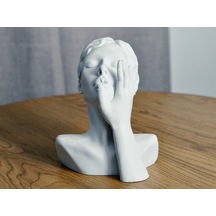 Modern Dekoratif Tutku Heykeli - Minimalist El Ve Yüz Figürü