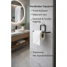 Buççin Online Mağaza Yapışkanlı Tuvalet Kağıtlığı Tutacağı Askısı Mat Siyah Metal Tuvalet Kağıtlık Metal Siyah Çok Renkli