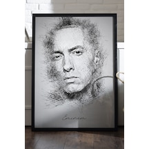 Eminem Siyah Ahşap Çerçeveli Poster, Dekoratif Müzik Duvar Tablosu