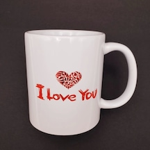 I Love You Baskılı Bardak Renkli