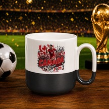 Bk Gift Kanada Taraftar Temalı 2026 Dünya Kupası Tasarımlı Siyah Joyful Kupa Bardak Beyaz