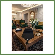 Bezos Çizgili Tek Runner, Colber Tek Runner 40x140cm Siyah Hb006