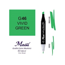 Çift Uçlu Marker Grafik Çizim Kalemi 46 Parlak Yeşil