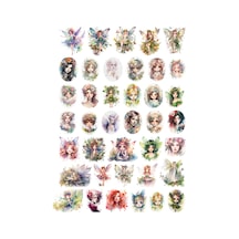 39 Adet Watercolor Fairycore Periler Suluboya Sticker Seti - Etiket Seti Scrapbook Bullet Journal Çok Renkli