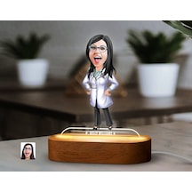 Bk Gift Kişiye Özel Kadın Doktor Karikatürlü Dekoratif 3d Biblo Led Işıklı Gece Lambası-1, Arkadaşa Hediye Kobitmeyen138306 Bk Gift