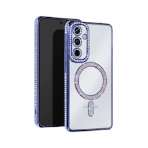 Samsung Galaxy S25 Kılıf Joke Simli Magneticsafe Kılıf - Mavi 0.2M-Çok Renkli