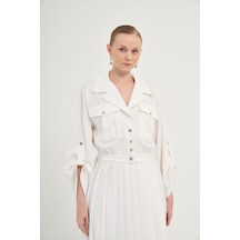 FTZ Women Ftz Plise Etekli Takım Ekru 31042 Ekru