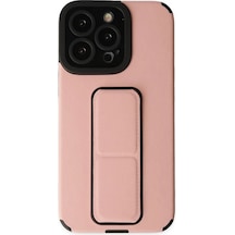 Apple İphone 14 Pro Kılıf Mega Standlı Silikon - Pudra Çok Renkli