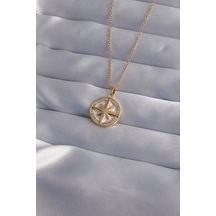 Ezoconcept 316l Çelik Zincir Gold Renk Zirkon Taşlı Kutup Yıldızı Kolye 001