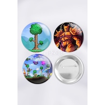 Terraria Video Oyun Çanta Süsü İğneli Buton Rozet Seti 3 Adet Üçlü