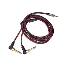 3.5 Mm Stereo To 2 X 6.3 Mm Mono L Tipi 90 Derece Anfi Ses Kablosu 2m