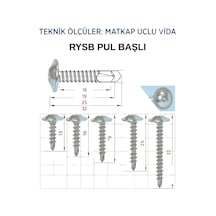 3,9x25 Mm Rysb Pul Başlı Matkap Uçlu Akıllı Vida - 1,000 Adet