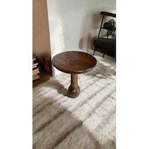 Doğal Masif Ahşap Mantar Sehpa Ceviz Renk Tekli Yan Sehpa - Wooden Coffee Table Ceviz