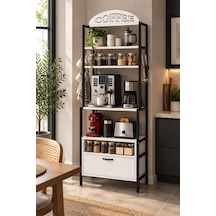 Sulorahome Metal Kahve Köşesi Ve Mutfak Düzenleyici Stand 196 Cm Beyaz