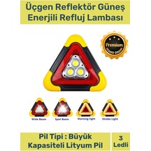 Premium Su Geçirmez Sızdırmaz 3 Ledli Solar Üçgen Reflektör Güneş Enerjili Refluj Araba Oto Lambası