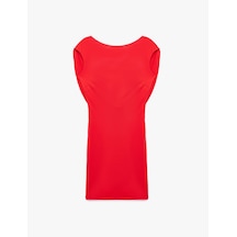 Koton Metal Aksesuarlı Kolsuz Degaje Yaka Bodycon Mini Abiye Elbise Kırmızı 6sak80070fk