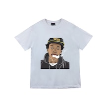 Stoned&Fame Beyaz Baskılı T-shirt Beyaz