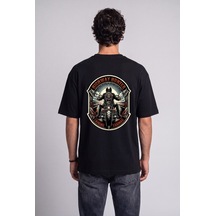 Black Nova Oversize Baskılı Unisex %100 Pamuk T-shirt Highway Hunter Siyah