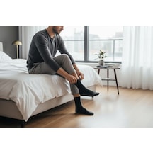 Heren Socks Heren Bambu 4'lü Erkek Soket Çorap Siyah Premium , Burun Dikişsiz, Yıkamalı