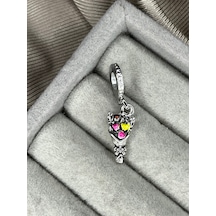 Sallantılı Çiçek Buketi Charm Gümüş Kaplamadkr