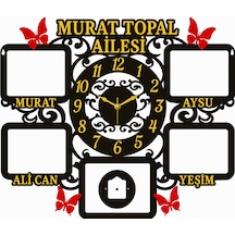 40x40 Cm Kişiye Özel Aile Fotoğraflı Mdf Duvar Saati 6 Mm Lazer Kesim Dekoratif Duvar Saati Murat Topal Ailesi Tasarımı