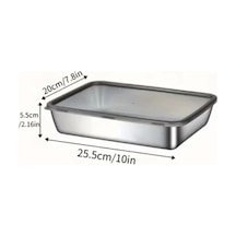 Herşeytrend Çok Amaçlı Paslanmaz Çelik Fırın Ve Saklama Kabı 25x20x5 Cm Çok Renkli
