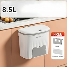 Dashanshop Kompakt 2,25 Galonluk Duvar Tipi Çöp Kovası Koku Emici Kapaklı Pratik Süpürgeli Beyaz