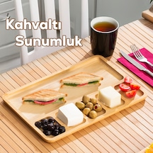 Porsima 2075 6 Bölmeli Bambu Kahvaltı Sunum Tabağı Çerezlik Tabak